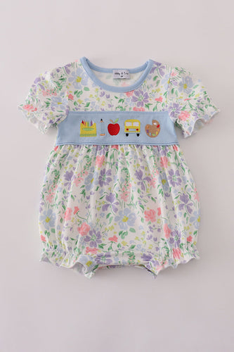 Floral print crayon apple embroidery bubble - ARIA KIDS