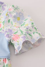 Floral print crayon apple embroidery bubble - ARIA KIDS