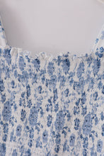 Blue smocked floral print mom dress - ARIA KIDS