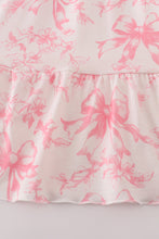Pink bow print ruffle mom&me dress - ARIA KIDS