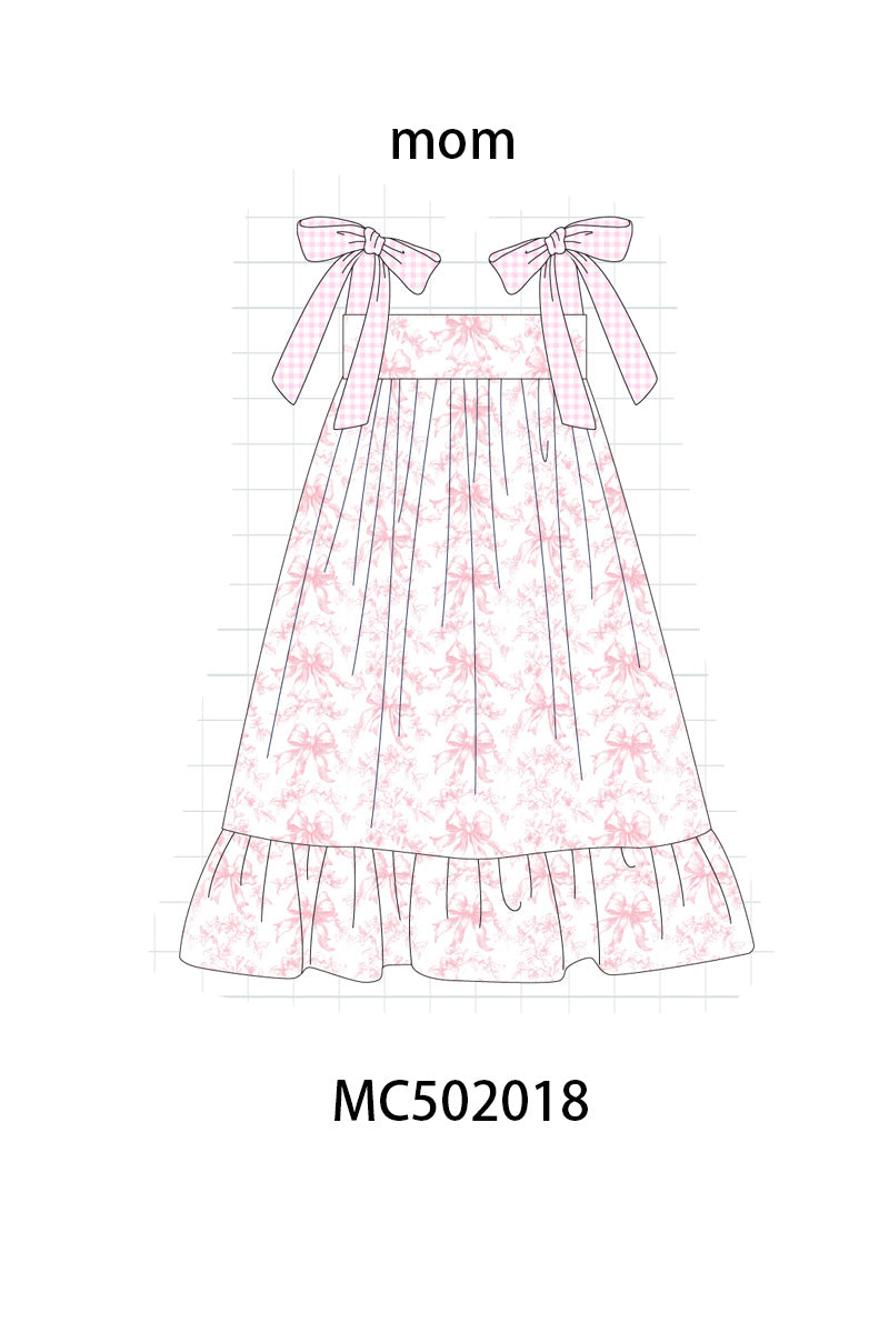 Pink bow print ruffle mom&me dress - ARIA KIDS