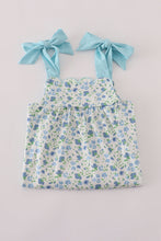 Blue floral print bow dress - ARIA KIDS