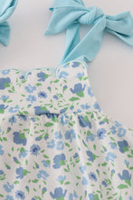 Blue floral print bow dress - ARIA KIDS