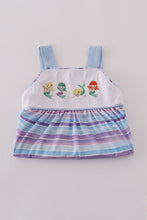 Purple stripe mermaid embroidery ruffle shorts set - ARIA KIDS
