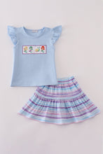 Purple stripe mermaid embroidery skorts set - ARIA KIDS