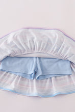 Purple stripe mermaid embroidery skorts set - ARIA KIDS