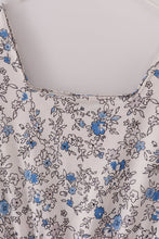 Blue vintage floral print tiered mom dress - ARIA KIDS