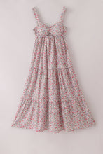 Purple floral print tiered mom&me dress - ARIA KIDS
