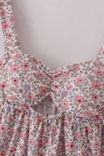 Purple floral print tiered mom&me dress - ARIA KIDS