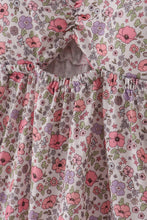 Purple floral print tiered mom&me dress - ARIA KIDS