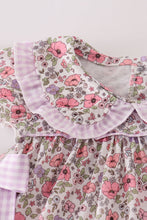Purple floral print tiered mom&me dress - ARIA KIDS