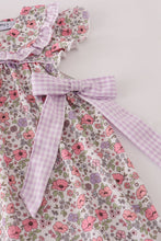 Purple floral print tiered mom&me dress - ARIA KIDS