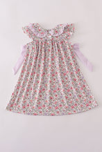 Purple floral print tiered mom&me dress - ARIA KIDS