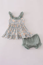 Fall floral print ruffle bloomer set - ARIA KIDS