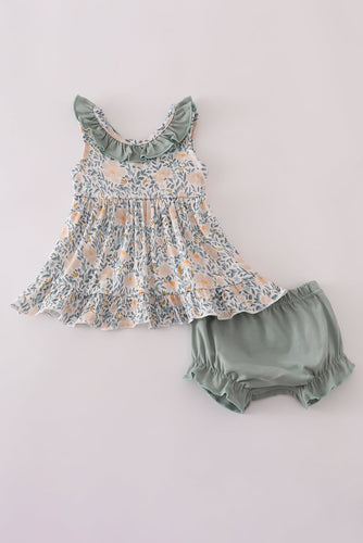 Fall floral print ruffle bloomer set - ARIA KIDS
