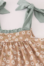 Mustard & mint floral print ruffle bloomer set - ARIA KIDS