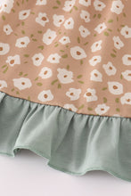 Mustard & mint floral print ruffle pants set - ARIA KIDS