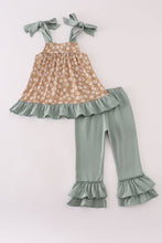 Mustard & mint floral print ruffle pants set - ARIA KIDS