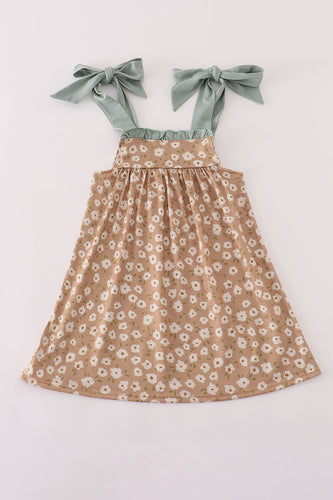 Mustard & mint floral print ruffle dress - ARIA KIDS
