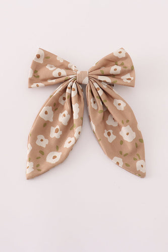 Mustard & mint floral print hair sailor bow - ARIA KIDS