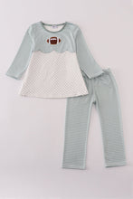 Sage stripe football french knot pants set - ARIA KIDS