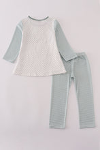 Sage stripe football french knot pants set - ARIA KIDS
