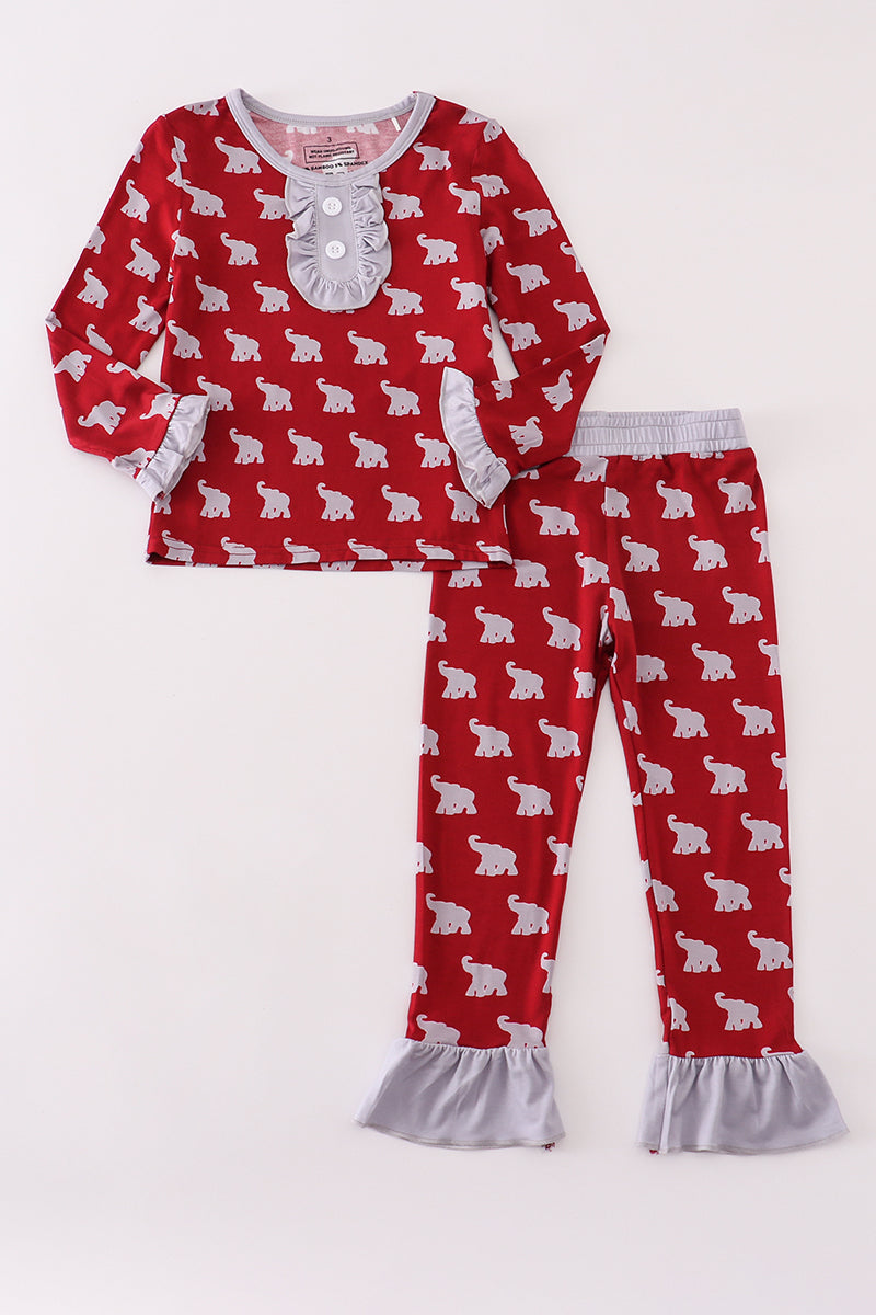 Alabama roll tide elephant print bamboo pajamas set - ARIA KIDS