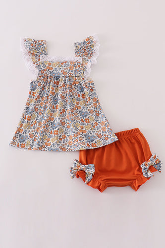 Fall floral print bloomer set - ARIA KIDS