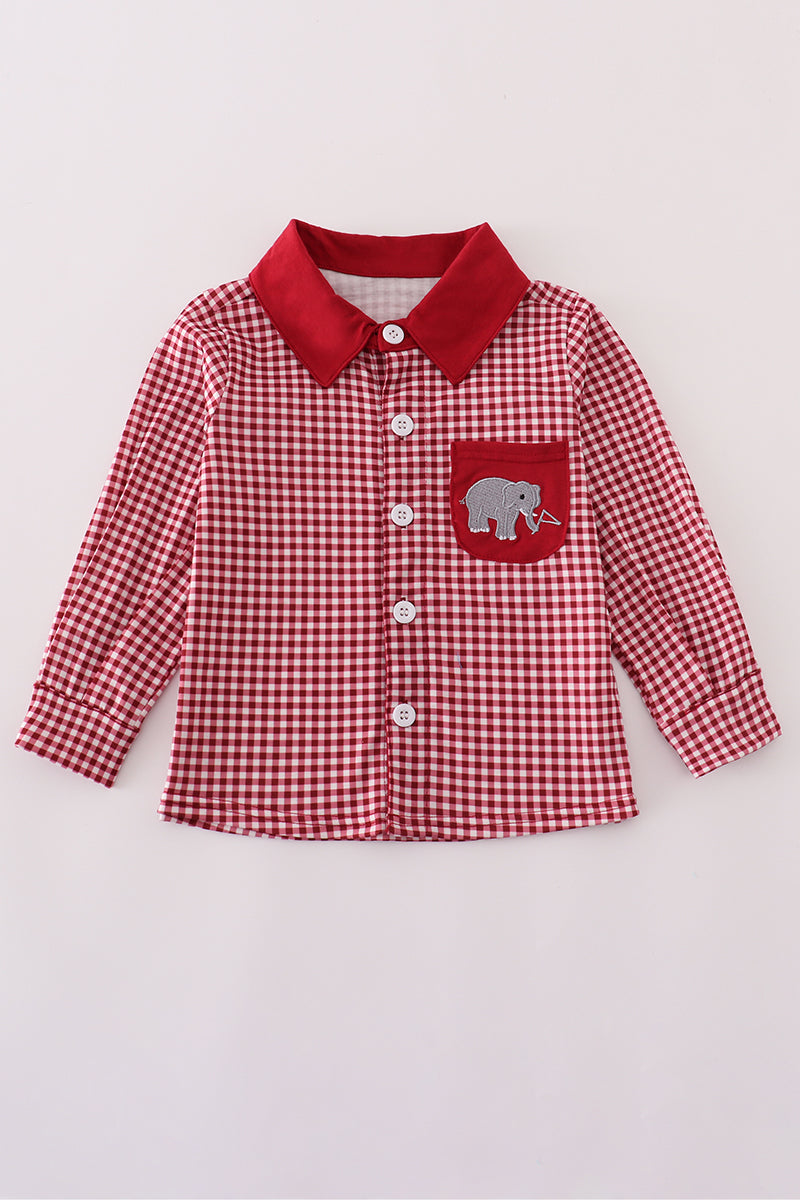 Alabama roll tide elephant embroidery button down shirt - ARIA KIDS