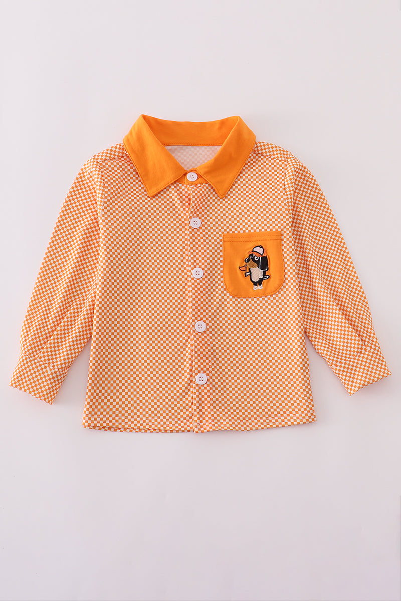 Orange Tennessee go vols applique button down shirt - ARIA KIDS