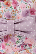 Purple floral print canvas bow lunch bag - ARIA KIDS