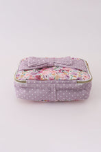 Purple floral print canvas bow lunch bag - ARIA KIDS