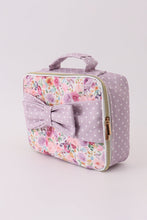 Purple floral print canvas bow lunch bag - ARIA KIDS