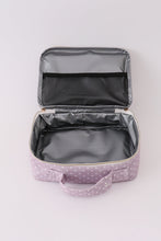 Purple floral print canvas bow lunch bag - ARIA KIDS