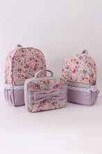 Purple floral print canvas ruffle backpack - ARIA KIDS