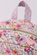 Purple floral print canvas ruffle backpack - ARIA KIDS