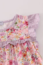 Purple floral print ruffle pants set - ARIA KIDS