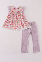 Purple floral print ruffle pants set - ARIA KIDS
