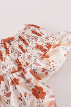 Fall floral print smocked bubble - ARIA KIDS