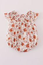 Fall floral print smocked bubble - ARIA KIDS