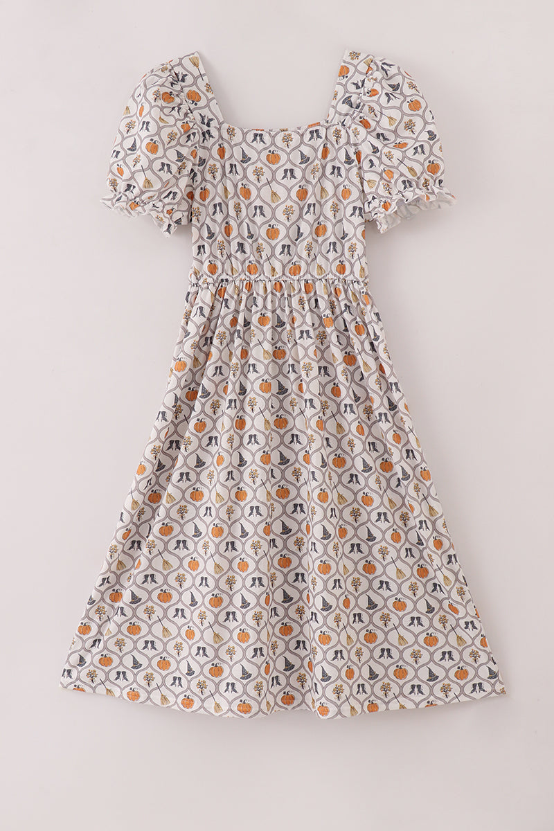 Witch pumpkin print mom dress - ARIA KIDS