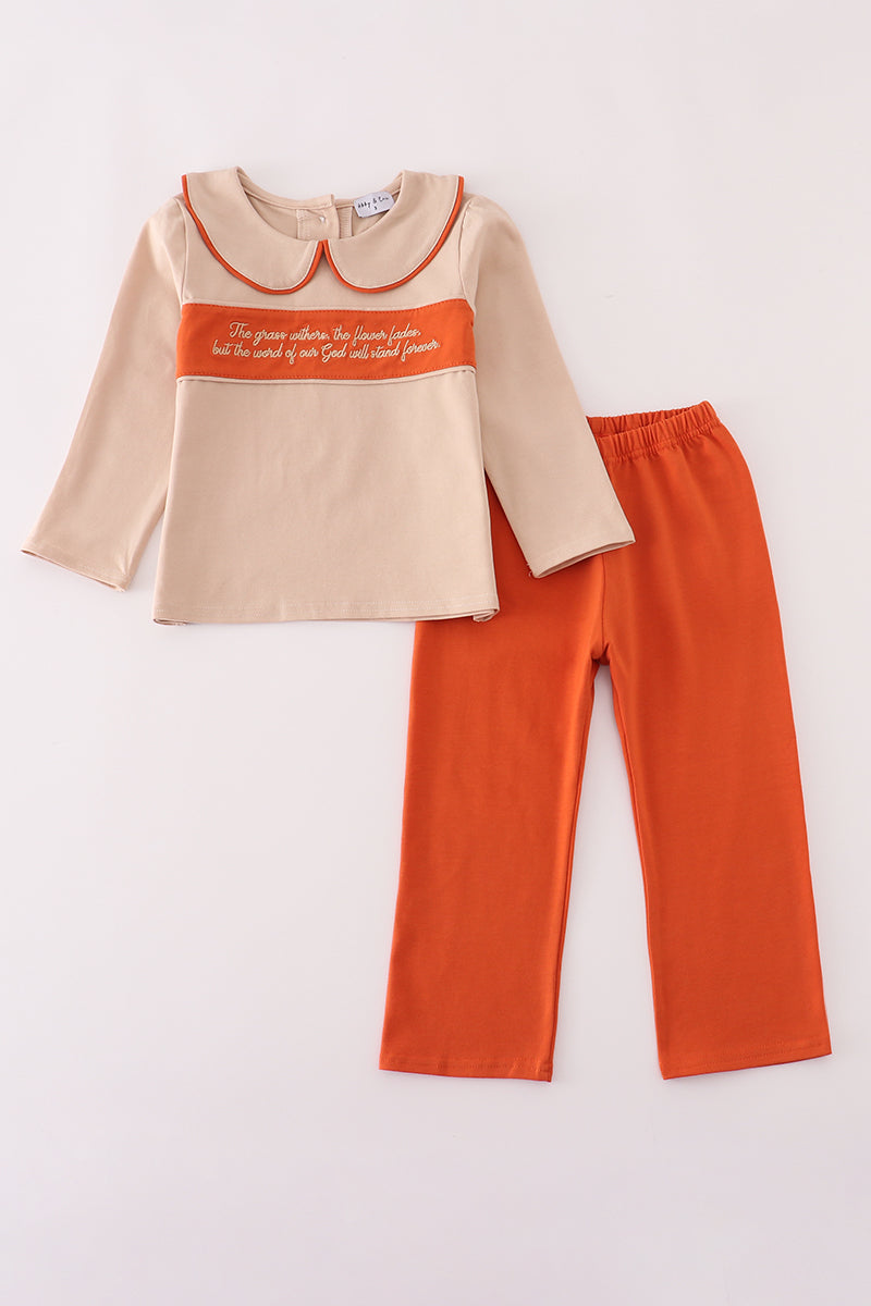 Rust isaiah embroidery pants set - ARIA KIDS
