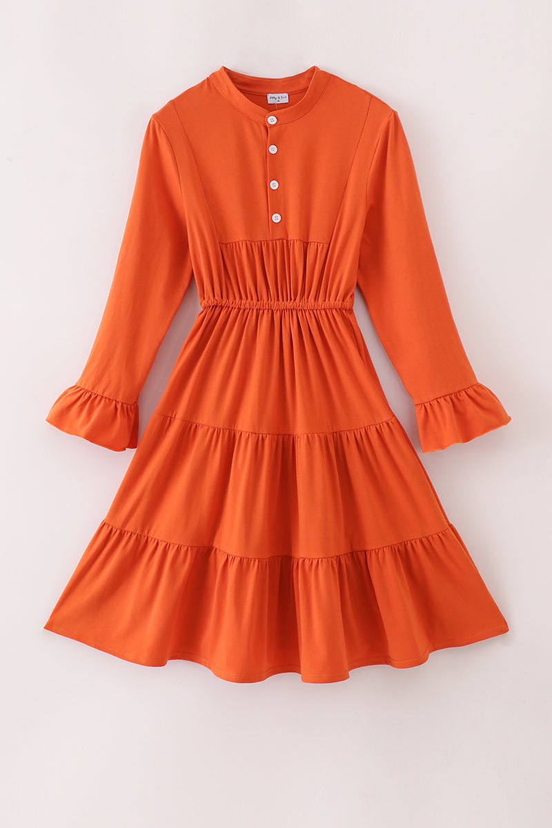 Rust tiered mom ruffle dress - ARIA KIDS