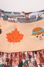 Fall floral print pumpkin embroidery bloomer set - ARIA KIDS
