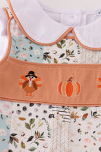 Fall floral print turkey pumpkin embroidery 2pc set - ARIA KIDS