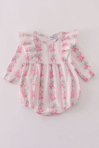 Pink floral print ruffle bubble - ARIA KIDS