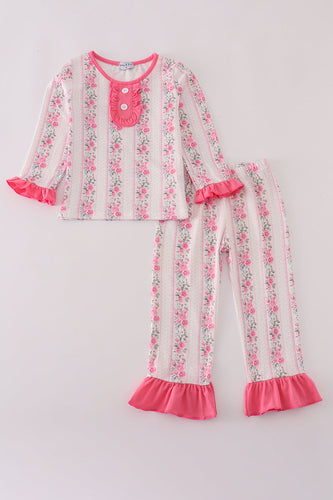 Pink floral print pants set - ARIA KIDS