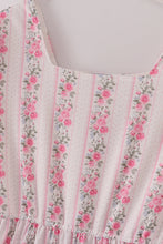 Pink floral print tiered mom dress - ARIA KIDS