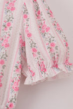 Pink floral print tiered mom dress - ARIA KIDS