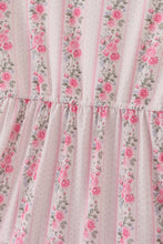Pink floral print tiered mom dress - ARIA KIDS